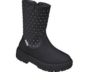 Bota Coturno Feminina Infantil Pampili -Preta com Strass REF681011