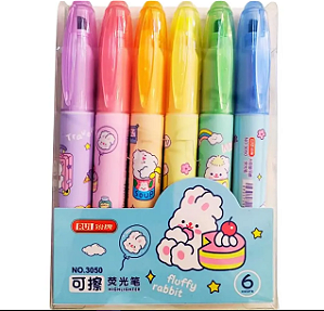 Marca Texto Apagavél - Big Com 6 Cores - Tons Candy Color - Fluffy Rabbit