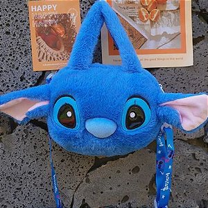 Lilo & Stitch Bolsa de Pelúcia Disney - Infantil com alça regulável - Azul