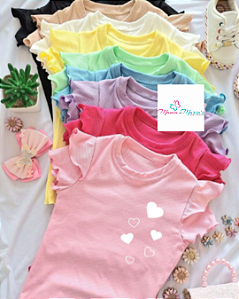 Blusa Infantil Canelada Com Manga Dupla Em DTF - Vários Corações