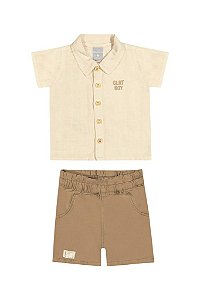 Conjunto Masculino Infantil Gola Polo Coloritta - Off/Bege REF70036