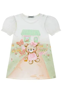 Vestido em Fly Tech Branco urso - Ref 77864 - Infanti