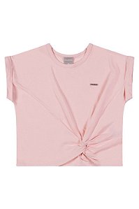 Blusa Infantil Menina - Em Cotton - Mangas Curtas Dobrada e Nozinho - Colorittá - Ref 75406