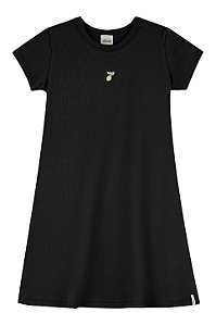 Vestido Feminino Infantil Canelado Com Manga Curta - Bordado Pequeno - Elian - Ref 50078