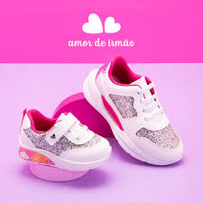 Tênis Feminino Infantil Branco com Prata Velcro e Led - Ref 2731.203 - Molekinha