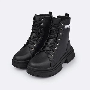 Bota Coturno Feminina Infantil Tratorada Tweenie Pampili -Preto REF561006