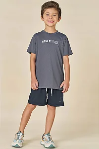 Conjunto de Camiseta em Malha Dry Speed Fit e Bermuda em Malha UV Dry Chumbo - Ref 77930 - LucBoo