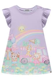 Vestido Feminino Infantil em Cotton Lilas - Ref 75165 - Infanti