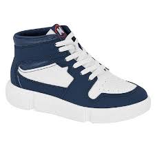 Tenis Cano Alto Branco e AZul Neo Milano - Molekinho - Ref 2838.114