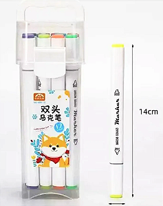 Caneta Marcador Dual - Estojo - Acrilico - 12 Cores