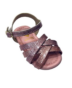 Sandália Infantil Feminina Tiras Rosa com Gliter - Molekinha - Ref 2114.274