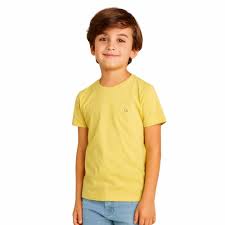 Camiseta Masculina Infantil Manga Curta Amarela Essescial Slim Ogochi REF6006001