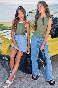 Calça Wide Leg em Jeans Arkansas - Ref 76919 Vic&Vicky