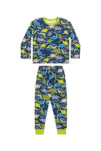 Pijama Infantil Manga Longa Menino Hora do Soninho Dinossauros Elian  - Ref 12085