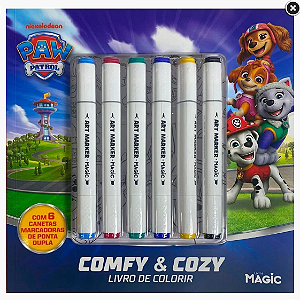 Combo Livro De Colorir Comfy Cozy - C/6 Canetinhas - Estilo Touch Bobbie Goods: Barbie, Animais e Patrulha Canina