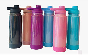 Garrafa Térmica Inox - 800mL - Brilhante Glitter - Treino Academia Vácuo - Protetor Bebida Gelada Quente