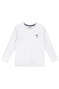 Camiseta Masculina Infantil Manga Longa em Meia Malha Carinhoso -Branco REF105645