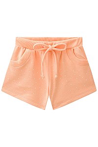 Short Feminino Infantil Comfy em Moletom Kukie -Laranja REF52697