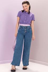 Calça Wide Legging Juvenil Feminina Jeans - Elian Beats - Ref 271598
