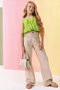 Calça Wide Leg em Sarja com Elastano - Ref 75314 - Vic&Vicky