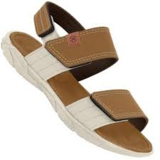 Sandália Infantil Masculina Papete Bege e Off com 3 Velcros - Ref 2135.153 - Molekinho