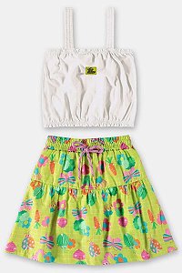 CONJUNTO BLUSA E SHORT SAIA INFANTIL (OFF WHITE) UP BABY REF44359