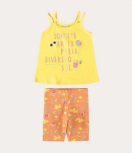 CONJUNTO INFANTIL MENINA REGATA EM ALGODÃO MALWEE KIDS - AMARELO REF112765