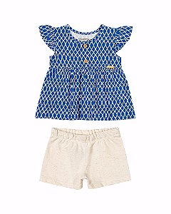 Conjunto Feminino Infantil Manga Curta Blusa+ Short Colorittá - Ref 71116