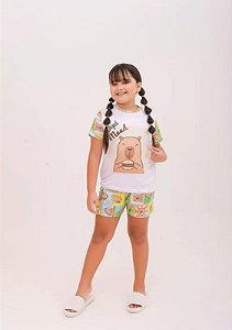 Pijama Infantil Suede Verão Manga Curta - Mundo Colorá - Capivara