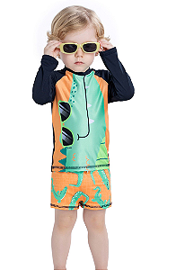 Conjunto Moda Praia Menino Infantil Jacaré Blusa Proteção e Sunga - Elian - Ref 221440