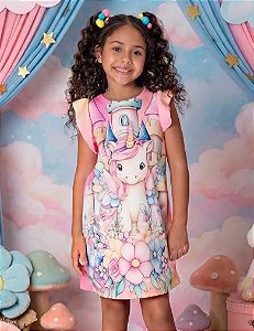 Vestido Evasê - Infantil Menina - Unipink Unicornio