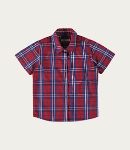 Camisa Masculina Infantil Xadrez em Tricoline Malwee -Vermelho/Preto REF103789