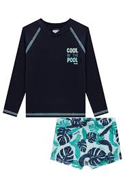 Conjunto Masculino Infantil Praia Camiseta Mrinho e Sunga Estampada - Luc Boo - Ref 67564