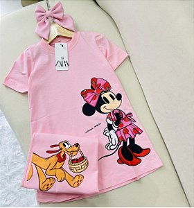 Vestido Feminino Infantil Básico Rosa - Minie e Pluto - Zara