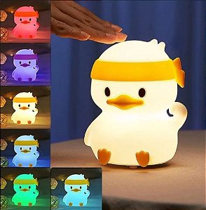 Luminária Noturna Touch de Silicone com LED - Recarregável USB - Luz Suave, Abajur, Decoração para quarto - Pato