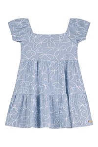 Vestido Feminino Infantil Canelado - Azul Claro - Colorittá - Ref 73339