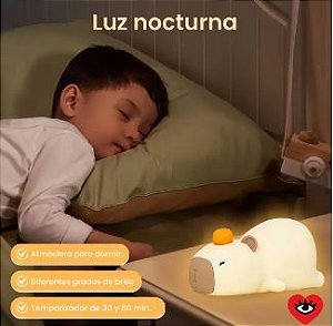 Luminária Capivara Deitada - Abajur Capivara Led - Usb Night Light - Recarregável - Silicone