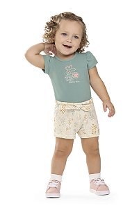 Conjunto Feminino Infantil - Verde e Off - Colorittá - Ref 71196