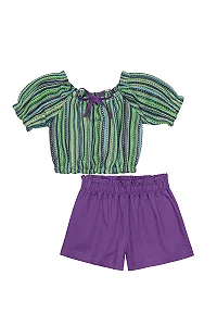Conjunto Feminino Croped Verde - Roxo Short Roxo Kukie - Ref 87328