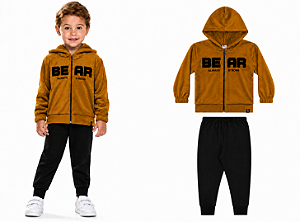 Abrigo Conjunto Peluciado Infantil Menino - Com Ziper e Capuz - Elian - Ref 221749