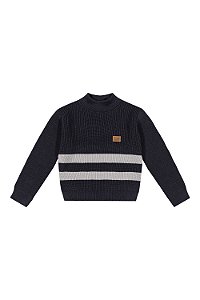 Suéter Tricô Masculino Infantil  Gola Redonda Cor Chumbo - Colorittá - Ref 72181