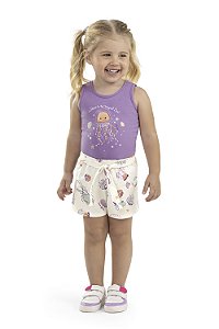 CONJUNTO INFANTIL FEMININO ELIAN REGATA FUNDO DO MAR OFF\LILAS REF - 232026