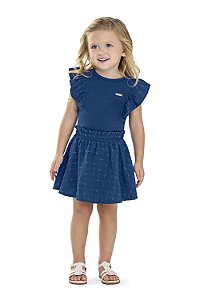 Conjunto Feminino Infantil Blusa e Saia Com short por Baixo Azul - Coloritta - Ref 73321