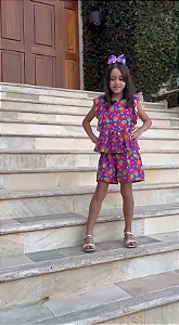 Conjunto Feminino Infantil Social Roxo com Picolé - Chantela