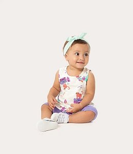 CONJUNTO INFANTIL MENINA REGATA EM ALGODÃO MALWEE KIDS - OFF WHITE REF112579