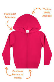 Jaqueta Moletom Flanelado Punho e Capuz Menina Infantil Cor Uva - Elian - Ref 50026