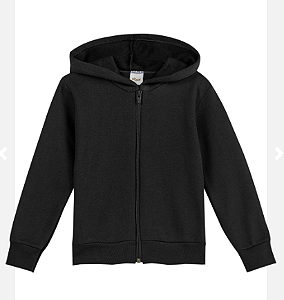 Jaqueta Moletom Flanelado Punho e Capuz Unissex Infantil Cor Preta - Elian - Ref 51020