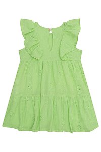 Vestido Infantil Regata com Faixa em Laise Bordada Kukie -Verde REF60564