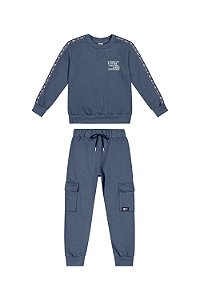 Conjunto Masculino Infantil Abrigo Blusão e Calça Moleton Preto - Colorittá - Ref 74144