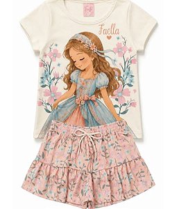 Conjunto Infantil - Verão Feminino - Princesa Rosé - Off